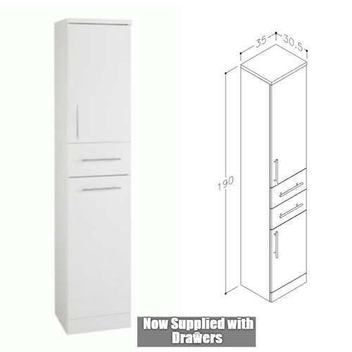 Blanco High 350mm X 330mm Tall Boy Cupboard Gloss White Gloss White, Bathroom Storage Cabinets Floor Standing Tall