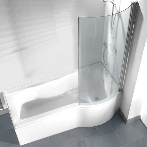 Return Screen For P Shaped Shower Bath Curved Clear