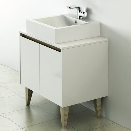 White 700mm Wall Hung Vanity Unit With, Bathroom Vanity With Countertop Basin