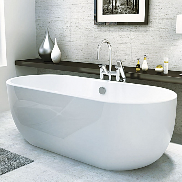 Matt White Freestanding Double Ended Bath 1655 x 750 1655 x 750mm Matt