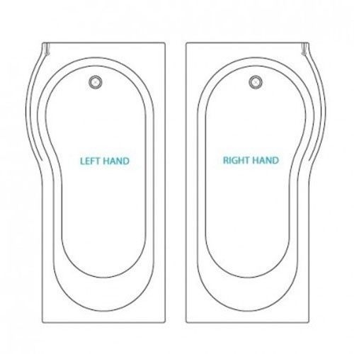 1600mm P Shower Bath Made In UK, with Screen & Bath Panel