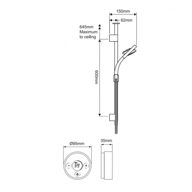 Mira Platinum Ceiling Fed Shower With Wireless Digital Control 1.1666.