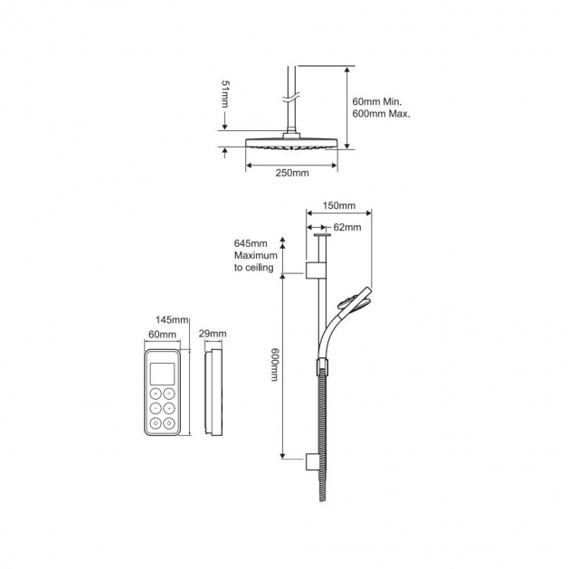 Mira Vision Dual Ceiling Fed Shower With Wireless Digital Control 1.