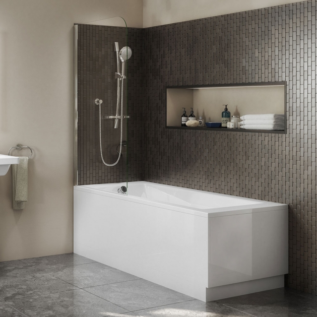 Straight Shower Bath Suite With Basin, Pedestal & Toilet
