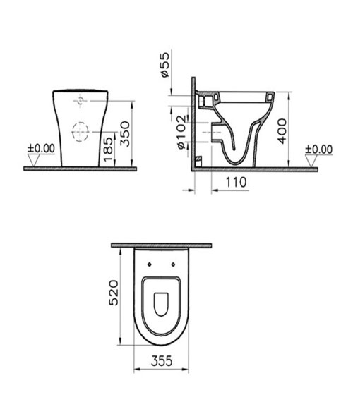 VitrA Zentrum Back To Wall Toilet W Seat