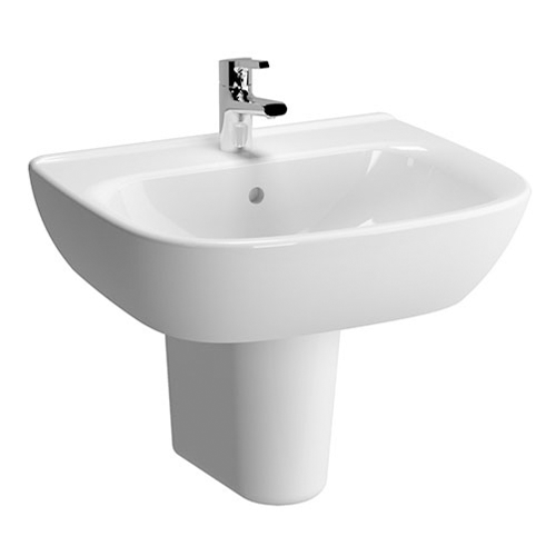 VitrA Zentrum 600mm 1 Tap Hole Washbasin With Semi Pedestal