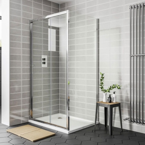 April Destini 1100mm Sliding Shower Door Chrome