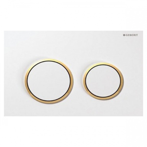 Geberit Omega20 Dual Flush Plate White Gloss Gold 115.085.KK.1