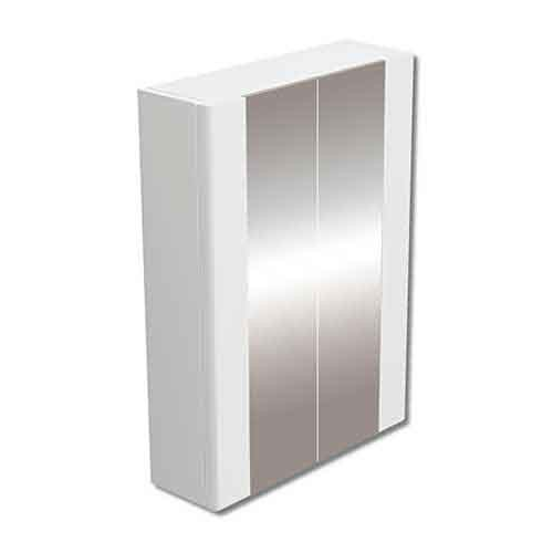 Duplex 600mm Mirror Double Door White Cabinet