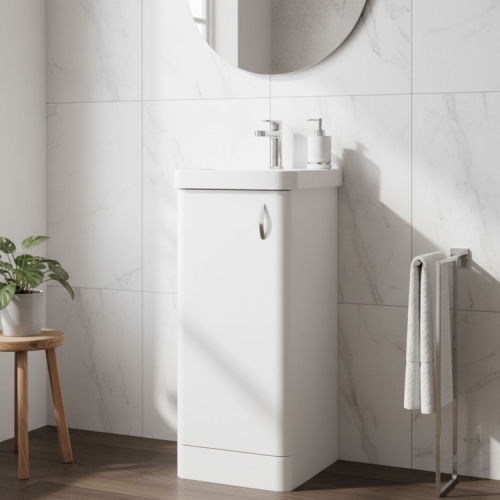 400mm Floor Standing 1 Door Vanity Unit - White