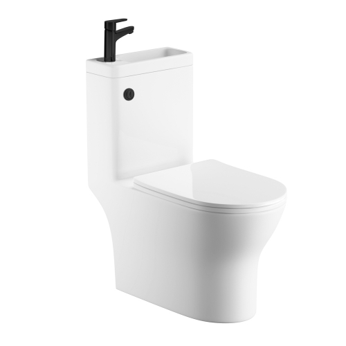 P2 Combination Round Toilet & Sink - Black Tap