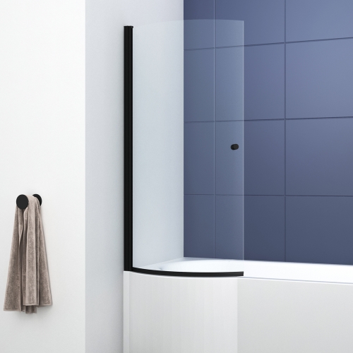 P Shape Bath Screen - Black