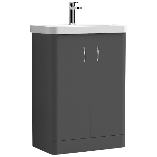 Grey 600mm 2 Door Vanity Unit & Basin