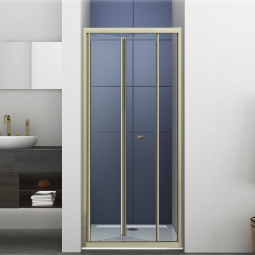 Brushed Brass 1200mm Bifold Door 6mm Glass
