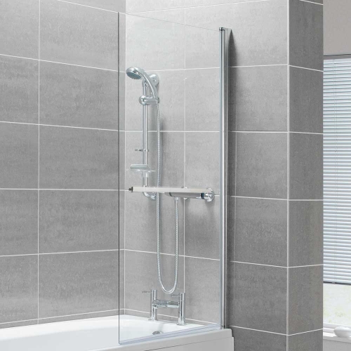 Square Bath Screen With Towel Bar 800x1400mm