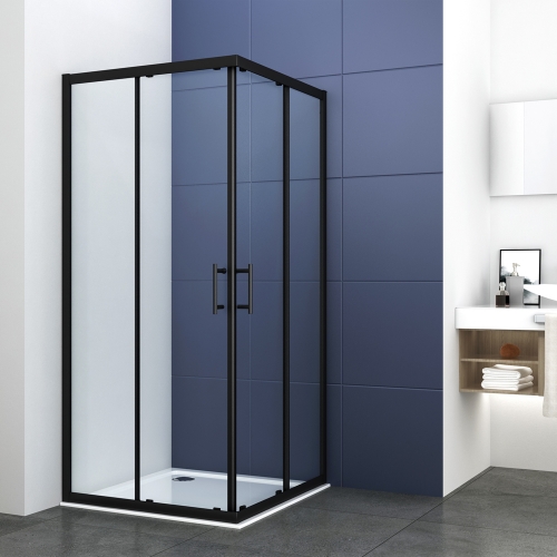 760mm Matt Black Corner Entry Enclosure