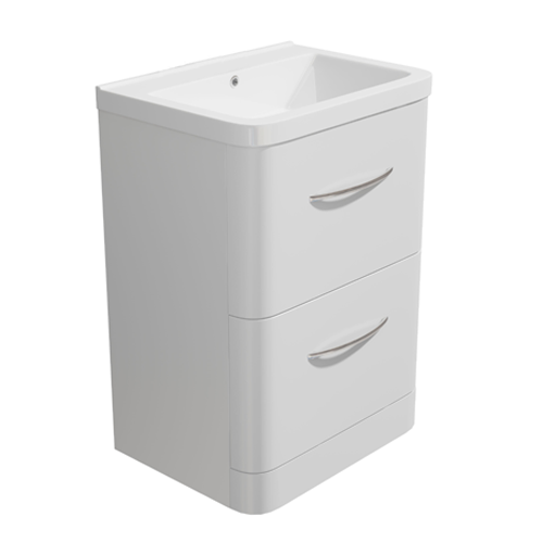 Synergy Lux 600mm Floor Standing Basin Unit and 1TH Basin White/Grey