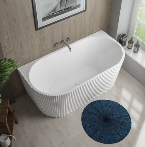 Baxenden 1650 D Shaped Back To Wall Bath Inc waste- BAXD1650