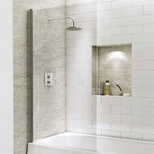 1400mm Straight Bath Screen with Square Corner - Kaso 6 by Voda Design (6mm Thick)