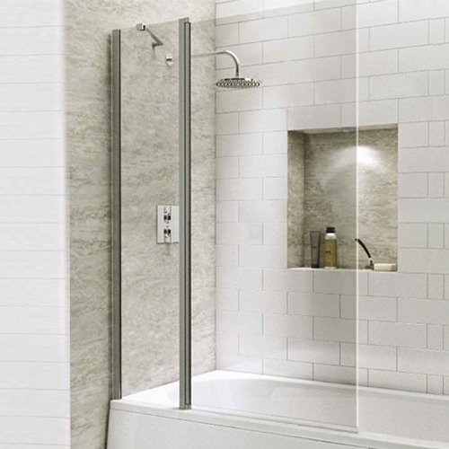 1400mm Extended Straight Bath Screen with Square Corner - Kaso 6 by Voda Design (6mm Thick)