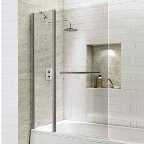 1400mm Extended Straight Bath Screen with Square Corner & Towel Rail - Kaso 6 by Voda Design (6mm Thick)