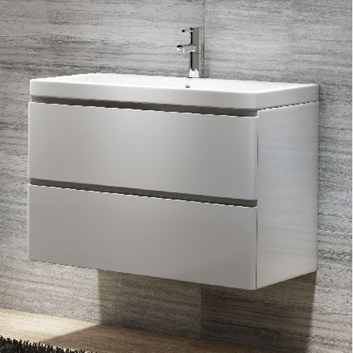 Linear 800mm Wall Vanity Basin Unit - White