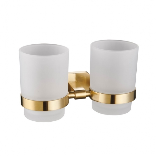 Asti Double Tumbler Holder Brushed Brass- 52.447