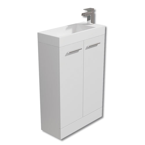 560mm White Floor Standing Vanity Unit & Basin - Evora By Arley