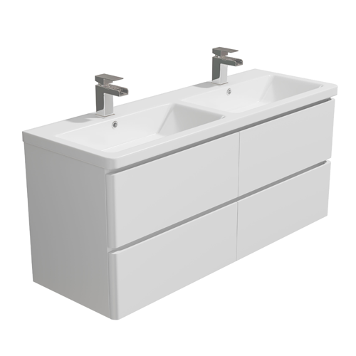 Linear 1200mm Double Wall Vanity Basin Unit - White