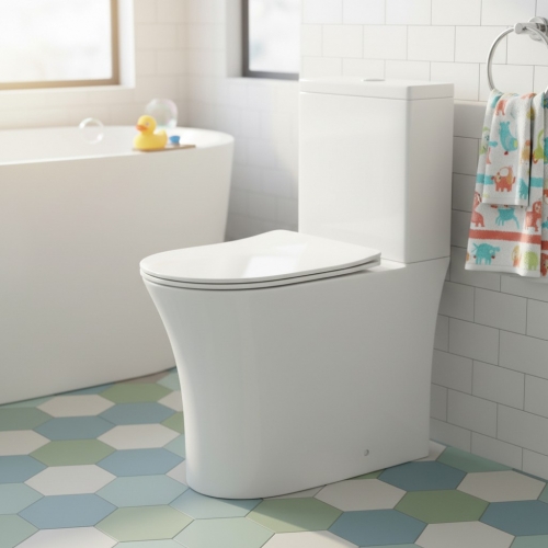 Elba Comfort Height Rimless Fully Back to Wall Toilet Cyclone Flush & Soft Close Seat