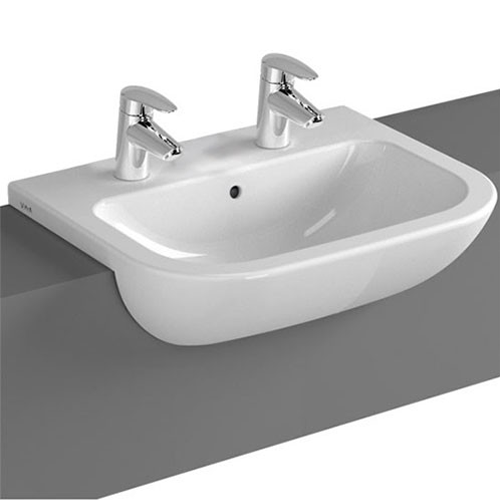 VitrA S20 Semi Recess Basin 55cm 2 Tap Holes 