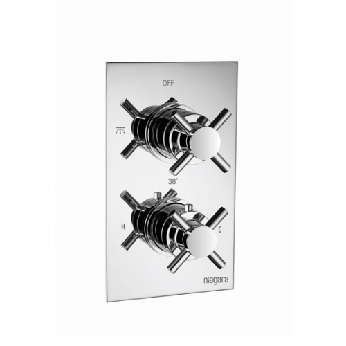 Twin Concealed Thermostatic Shower Valve - Crosshead Handles - Carter