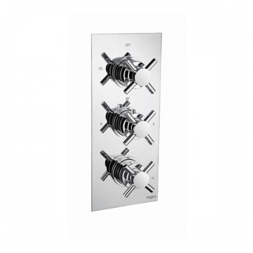 Triple Concealed Thermostatic Shower Valve - Crosshead Handles - Carter