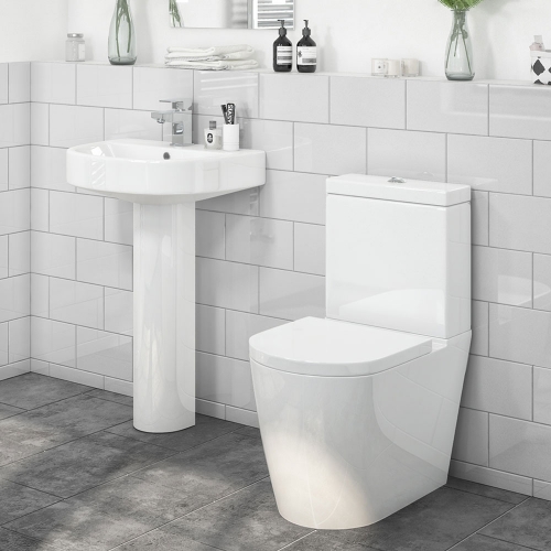 Modern Flush To Wall Toilet & Basin Set