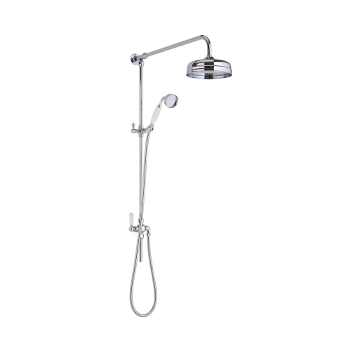 Hudson Reed Traditional Grand Rigid Riser Kit and Handset - Chrome/White AM312