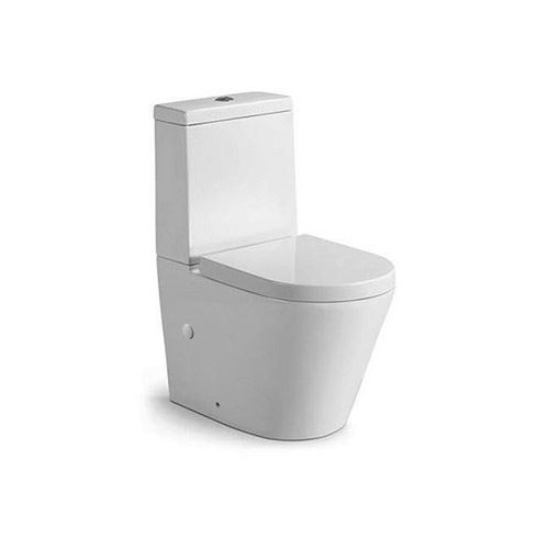 Rimless Close Coupled Modern Toilet - With Soft Close Seat (Fully Back To Wall) 
