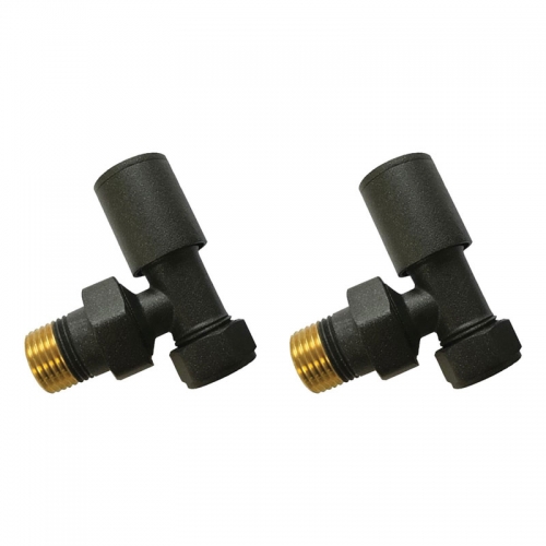 Patterned Anthracite Radiator Valves - Angled