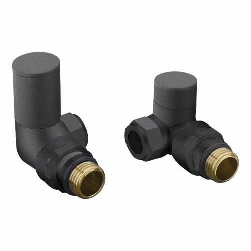 Patterned Anthracite Radiator Valves - Corner