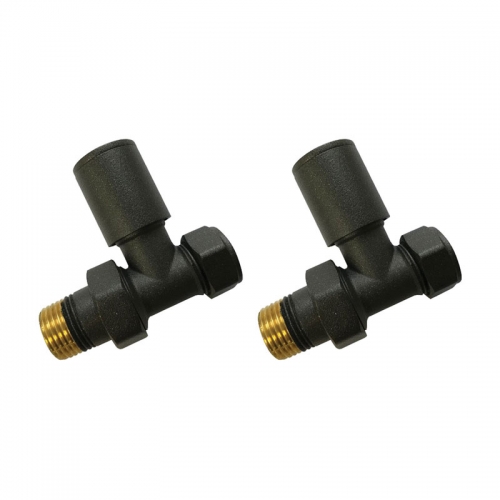 Patterned Anthracite Radiator Valves - Straight