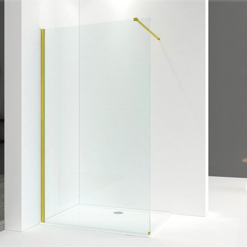 8mm Wetroom Screen With Brushed Brass Profile