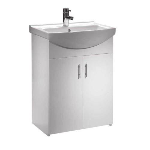 High Gloss White 550mm Vanity Unit & Basin - Opale By Arley