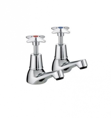 Basin Taps with Cross Handle (Pair) Chrome