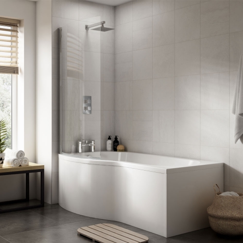 1700mm B Shaped Left Hand Bath Bundle (Includes Bath, Screen & Front Panel) - BBATH1700LH