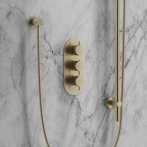 Brushed Brass Triple Concealed Shower Valve - By Voda Design