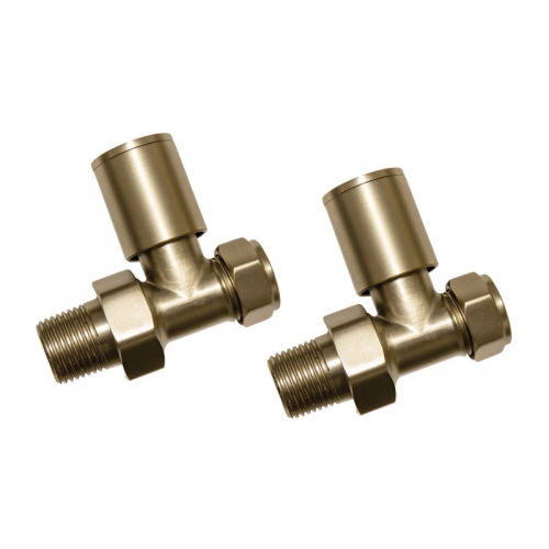 Patterned Brushed Brass Radiator Valves - Straight