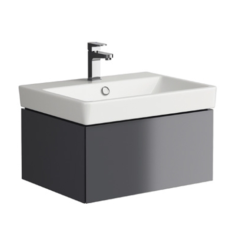 Grey 600mm Wall Hung Vanity Unit with 1 Tap Hole Basin - Roco By Voda Design