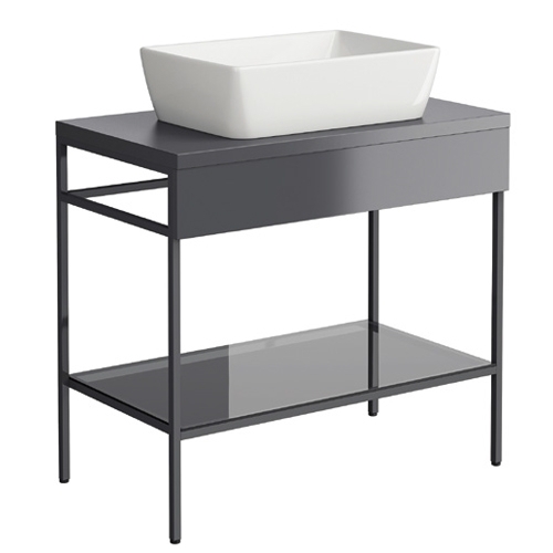 Grey 800mm Freestanding Console Unit With Countertop Basin - Roco By Voda Design
