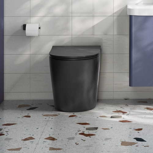 Black Back To Wall Toilet & Slimline SC Seat