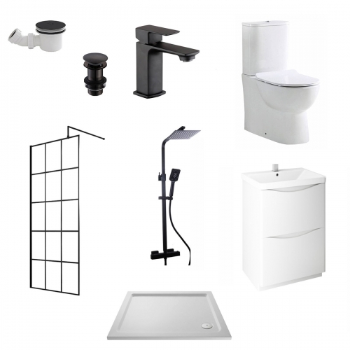 Walk In Shower Complete Suite Pack - Black - VODASUITE18