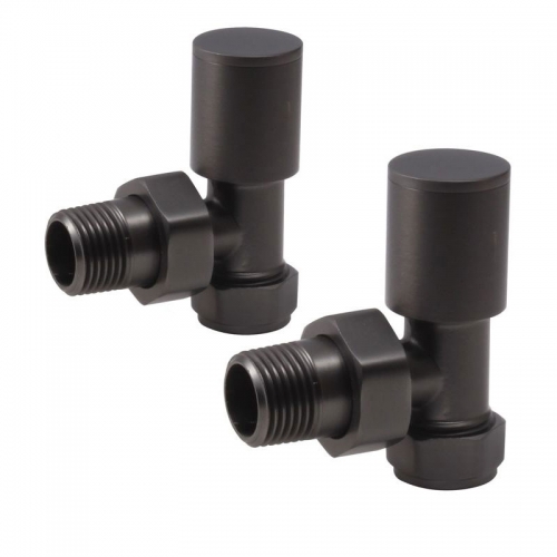 Patterned Matt Black Radiator Valves - Angled